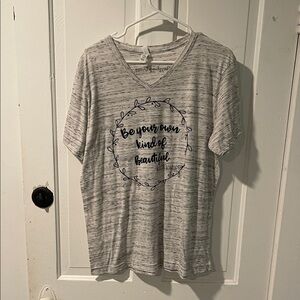 Gray V-Neck Graphic Tee